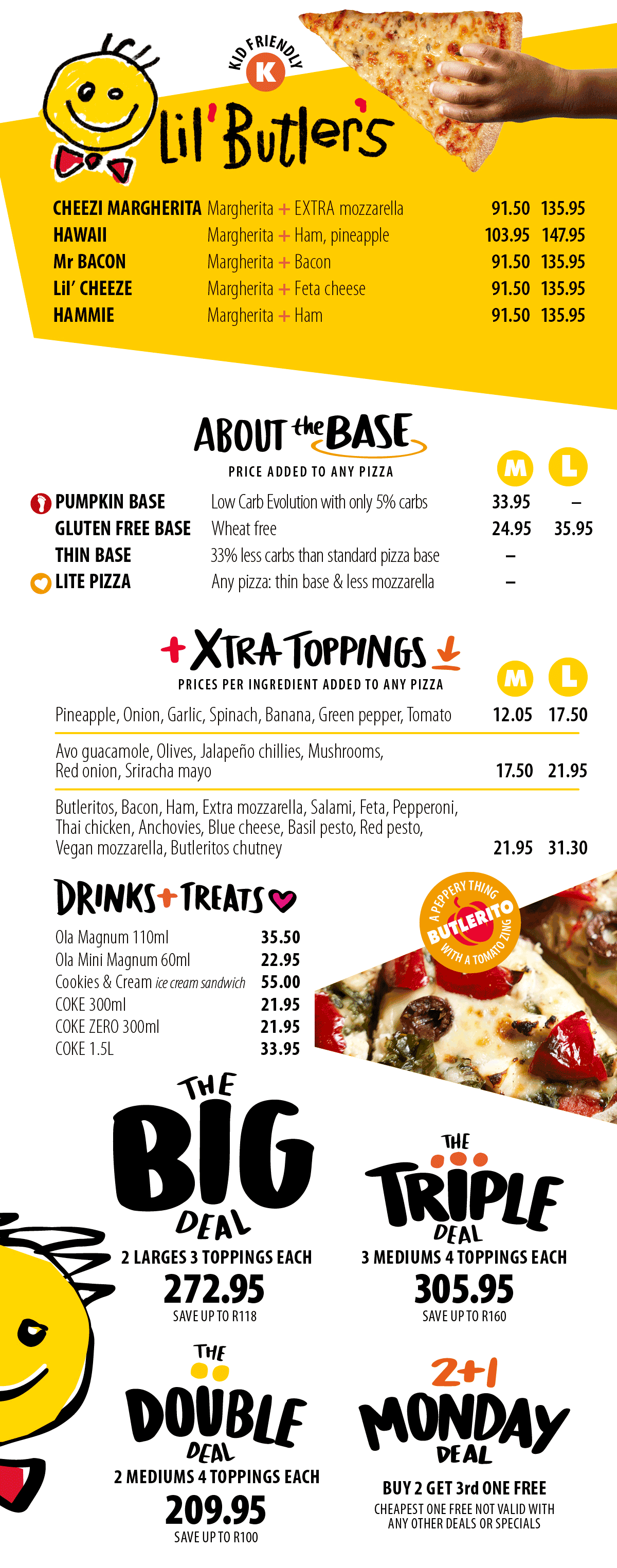 Butler's Pizza Menu - Cape Town's No.1 Pizza!